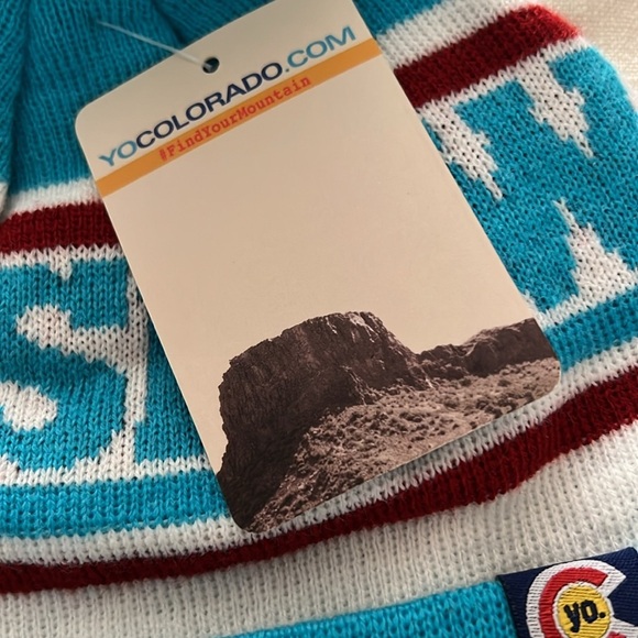 Kids Snow Beanie - Teal and Red - Picture 2 of 4